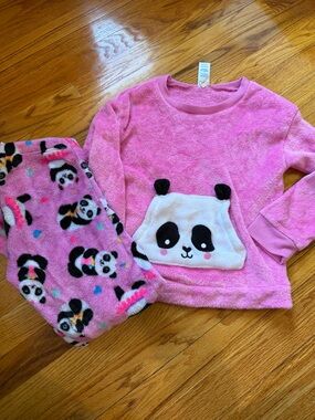The Children's Place Pink Panda Fleece Pajama Set
